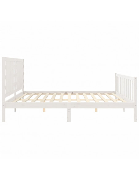 Giroletto con Testiera Bianco 200x200 cm in Legno Massello