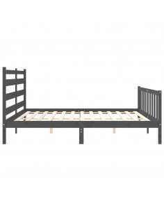 Giroletto con Testiera Grigio 200x200 cm in Legno Massello 2