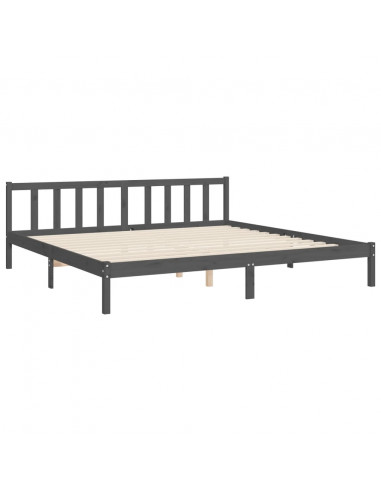 Giroletto con Testiera Grigio 200x200 cm in Legno Massello