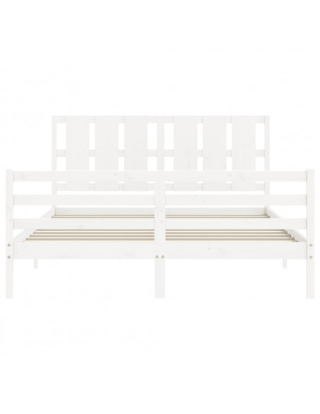 Giroletto con Testiera Bianco King Size in Legno Massello