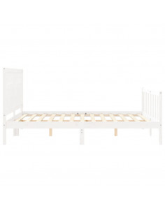 Giroletto con Testiera Bianco 160x200 cm Legno Massello 2