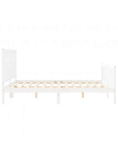 Giroletto con Testiera Bianco 160x200 cm Legno Massello