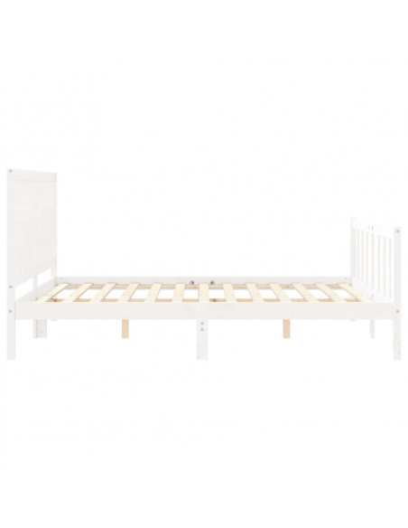 Giroletto con Testiera Bianco 160x200 cm Legno Massello