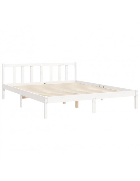 Giroletto con Testiera Bianco 160x200 cm Legno Massello