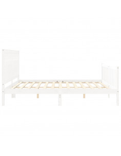 Giroletto con Testiera Bianco 200x200 cm in Legno Massello 2