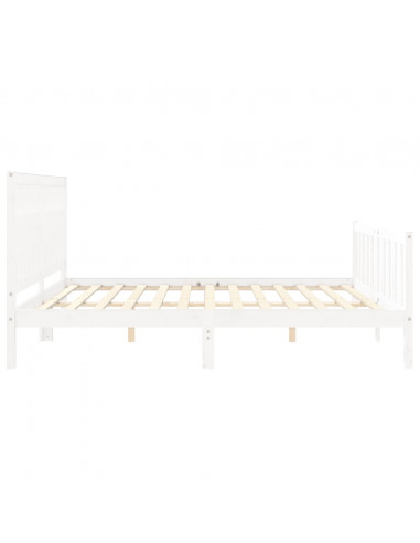 Giroletto con Testiera Bianco 200x200 cm in Legno Massello