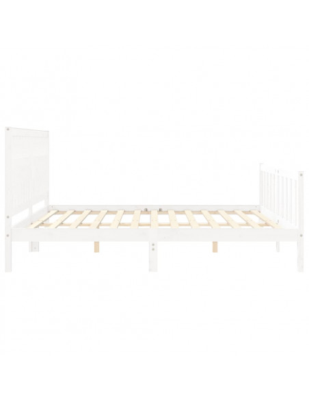 Giroletto con Testiera Bianco 200x200 cm in Legno Massello