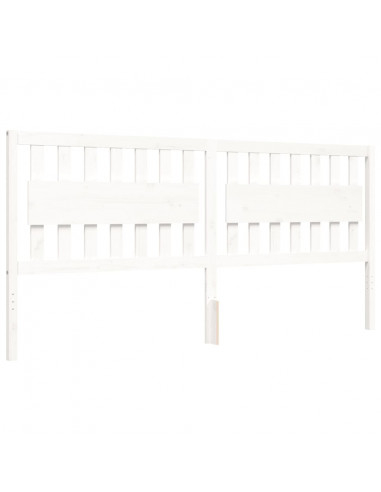 Giroletto con Testiera Bianco 200x200 cm in Legno Massello