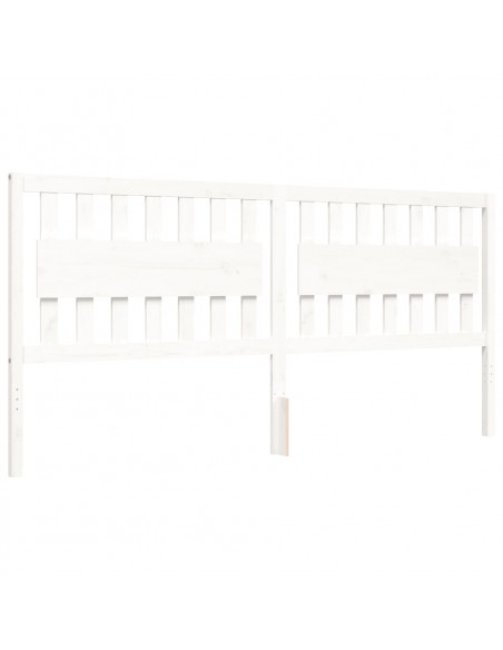 Giroletto con Testiera Bianco 200x200 cm in Legno Massello