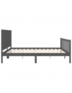 Giroletto con Testiera Grigio 200x200 cm in Legno Massello 2