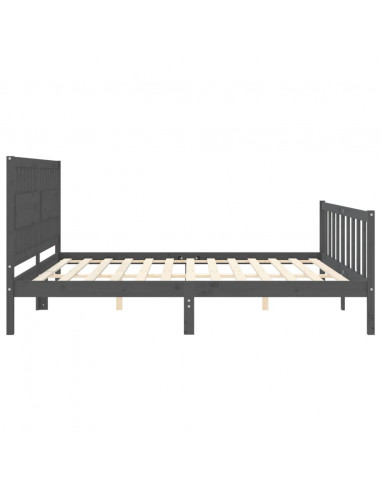 Giroletto con Testiera Grigio 200x200 cm in Legno Massello