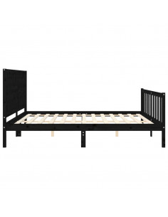 Giroletto con Testiera Nero 200x200 cm in Legno Massello 2