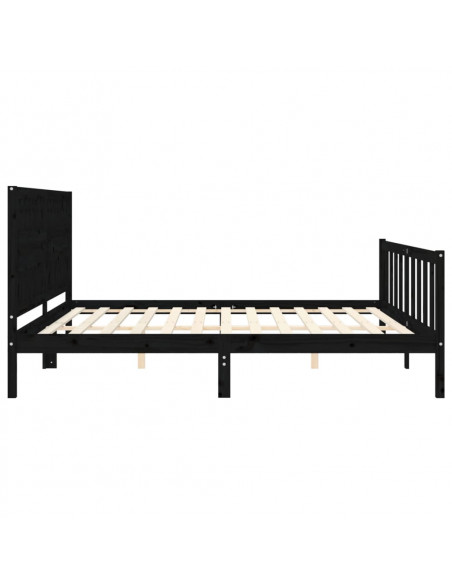 Giroletto con Testiera Nero 200x200 cm in Legno Massello