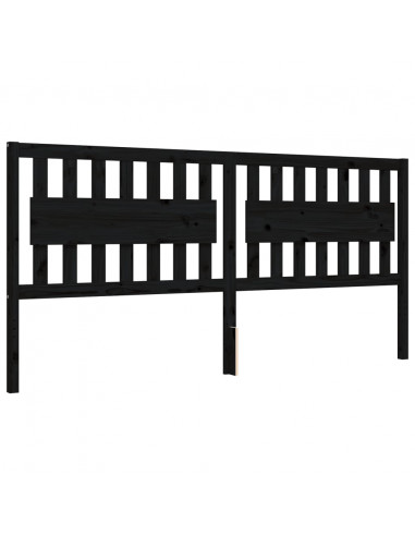 Giroletto con Testiera Nero 200x200 cm in Legno Massello