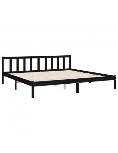 Giroletto con Testiera Nero 200x200 cm in Legno Massello