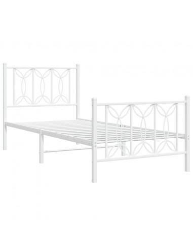 Giroletto con Testiera e Pediera Metallo Bianco 75x190 cm