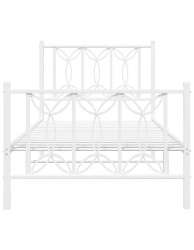 Giroletto con Testiera e Pediera Metallo Bianco 75x190 cm