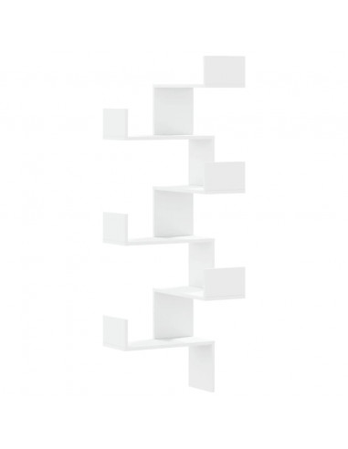 Scaffale Angolare Muro Bianco 45x45x147 cm Legno Multistrato