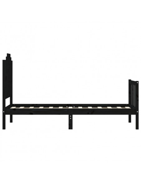 Giroletto con Testiera Nero Small Single in Legno Massello