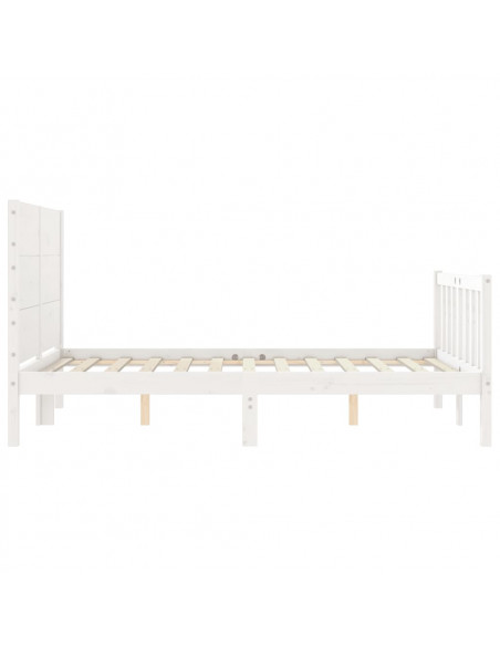 Giroletto con Testiera Bianco 140x190 cm in Legno Massello