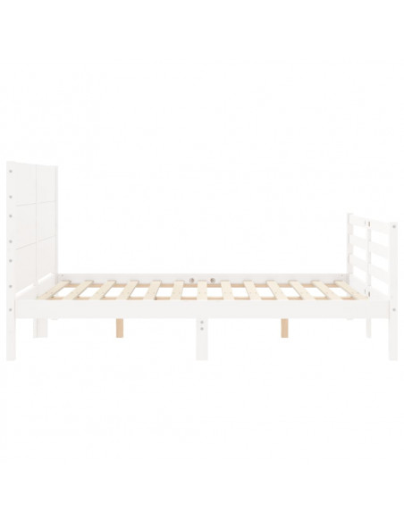 Giroletto con Testiera Bianco 140x190 cm in Legno Massello