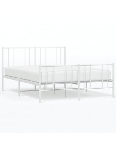 Giroletto con Testiera e Pediera Metallo Bianco 140x200 cm 2