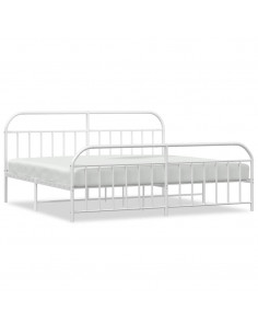 Giroletto con Testiera e Pediera Metallo Bianco 200x200 cm 2