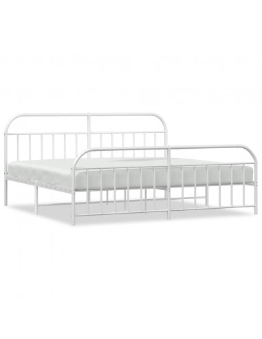 Giroletto con Testiera e Pediera Metallo Bianco 200x200 cm