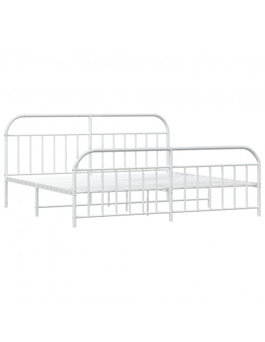 Giroletto con Testiera e Pediera Metallo Bianco 200x200 cm