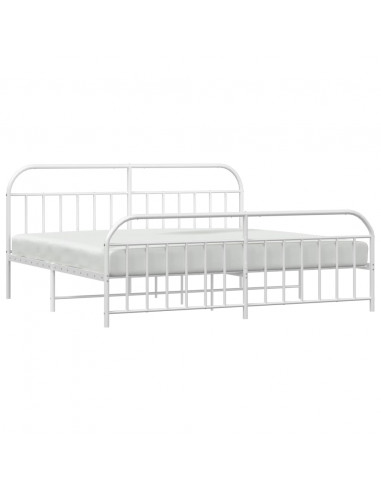 Giroletto con Testiera e Pediera Metallo Bianco 200x200 cm