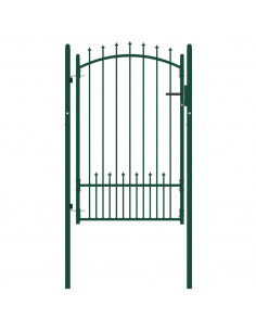 Cancello per Recinzione con Punte in Acciaio 100x150 cm Verde