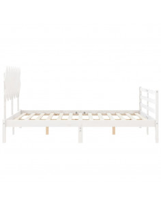 Giroletto con Testiera Bianco 140x200 cm in Legno Massello 2