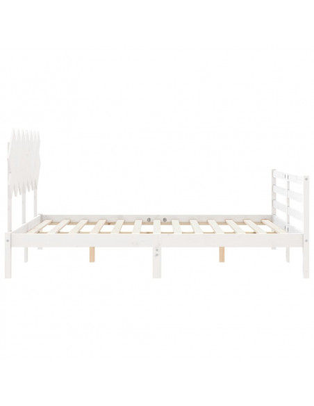 Giroletto con Testiera Bianco 140x200 cm in Legno Massello
