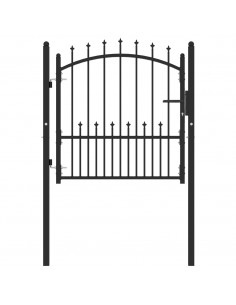 Cancello per Recinzione con Punte in Acciaio 100x100 cm Nero