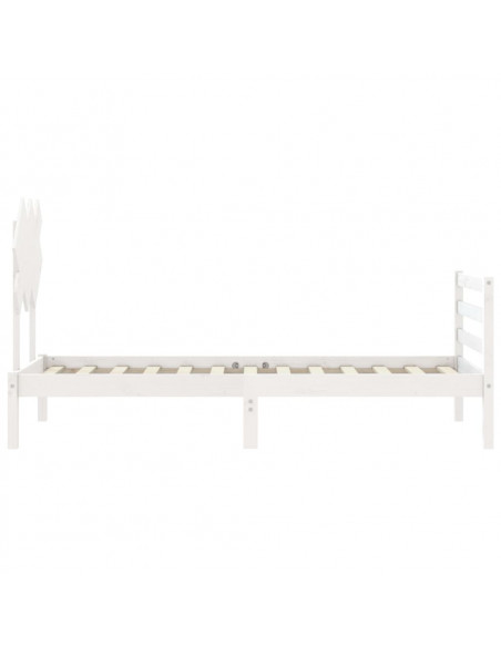 Giroletto con Testiera Bianco 90x200 cm in Legno Massello