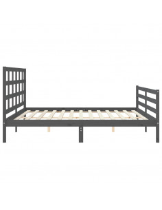 Giroletto con Testiera Grigio 200x200 cm in Legno Massello 2