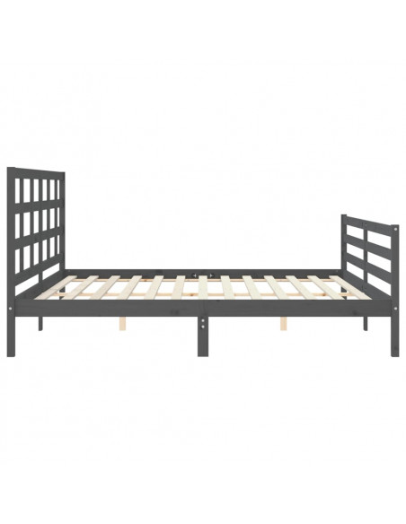 Giroletto con Testiera Grigio 200x200 cm in Legno Massello