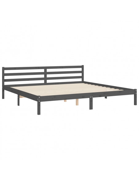 Giroletto con Testiera Grigio 200x200 cm in Legno Massello