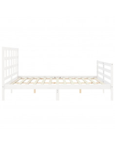 Giroletto con Testiera Bianco 200x200 cm in Legno Massello 2