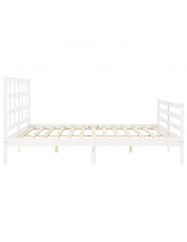 Giroletto con Testiera Bianco 200x200 cm in Legno Massello