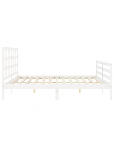 Giroletto con Testiera Bianco 200x200 cm in Legno Massello