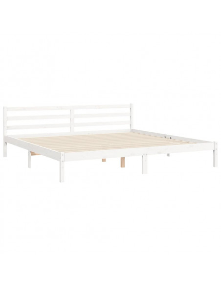 Giroletto con Testiera Bianco 200x200 cm in Legno Massello
