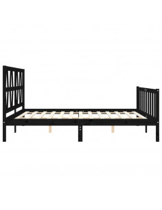 Giroletto con Testiera Nero 200x200 cm in Legno Massello 2