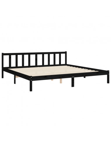 Giroletto con Testiera Nero 200x200 cm in Legno Massello