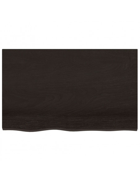 Piano Bagno Marrone Scuro 80x50x(2-6)cm Legno Massello Trattato