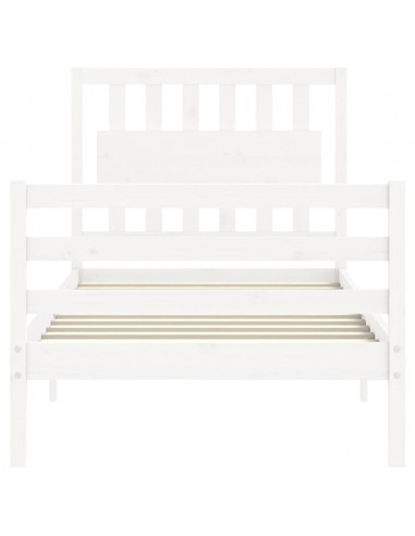 Giroletto con Testiera Bianco Single in Legno Massello