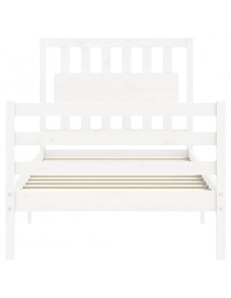 Giroletto con Testiera Bianco Single in Legno Massello