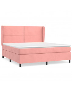 Giroletto a Molle con Materasso Rosa 160x200 cm in Velluto 2