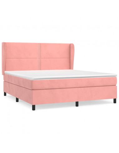 Giroletto a Molle con Materasso Rosa 160x200 cm in Velluto