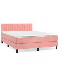 Giroletto a Molle con Materasso Rosa 140x190 cm in Velluto 2